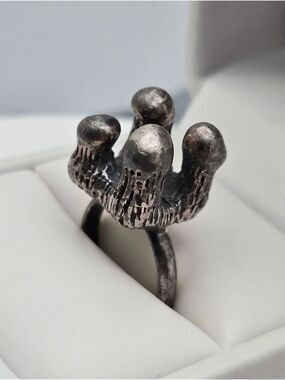 Vintage Robert Larin Brutalist Pewter Ring Mid Century Quebec Size 5.5